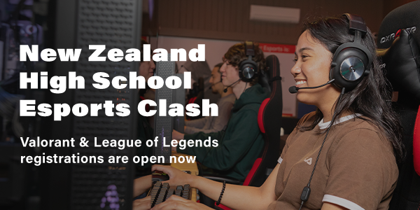 Get ready for the NZ High School Esports Clash hosted by @waikato Esports Club 🎮 Dive into Valorant and League of Legends comps starting next week. Open to high school teams with a min of 5 players + a teacher🏆. Free to join! Details & registration👇 tinyurl.com/Esports-Clash