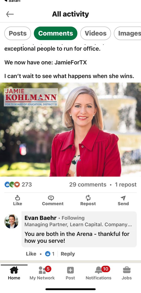 One of @evanbaehr’s slogans is about “human flourishing.” I have heard @jamiesue use that term twice and it was nagging at me when she said it during her debate with @TXSBOE incumbent @pamlittletx. I wondered if she knew Baehr with Learn Capital, the investor in Amplify…