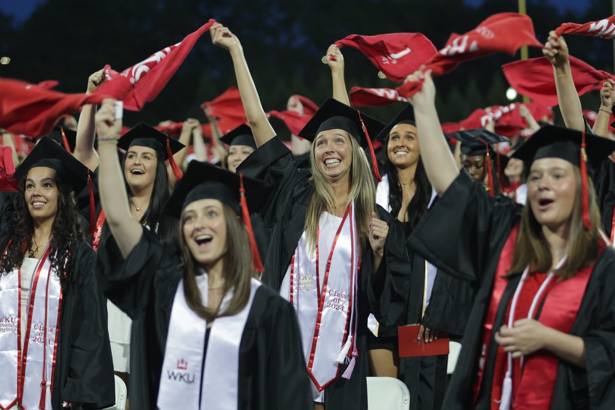 wku's tweet photo. WKU celebrated the Class of 2024 at Topper Walk, WKU Spring Commencement Ceremony and Big Red Bash. Congratulations, graduates! 🎓❤️

Read a recap of tonight's Commencement ceremony at https://t.co/6A2IS7z13V

View more photos at https://t.co/cRVI7N05Lt

#WKU #CelebrateTheClimb #WKUGrad #WKU2024