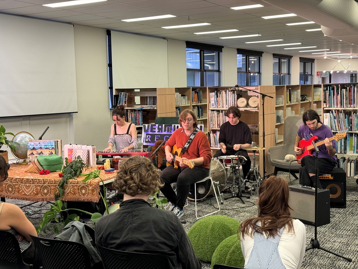 QUT Library had the pleasure of hosting the Big Chair Concert recently. Lineup included talented artists KAMI, Samichoux, and Tim Fontaine, all signed to QUT's student-run record label, Vermilion Records #BigChairConcert #QUTKelvinGroveLibrary #QUTtalent