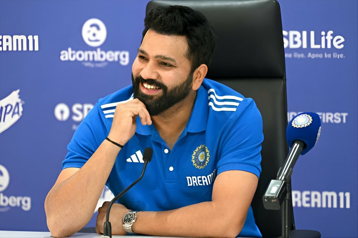 ImHydro45's tweet photo. Press conference of Rohit Sharma is getting more hype than all IPL matches.

The face of world cricket ! @ImRo45🐐 https://t.co/Y3YK8G4Okb