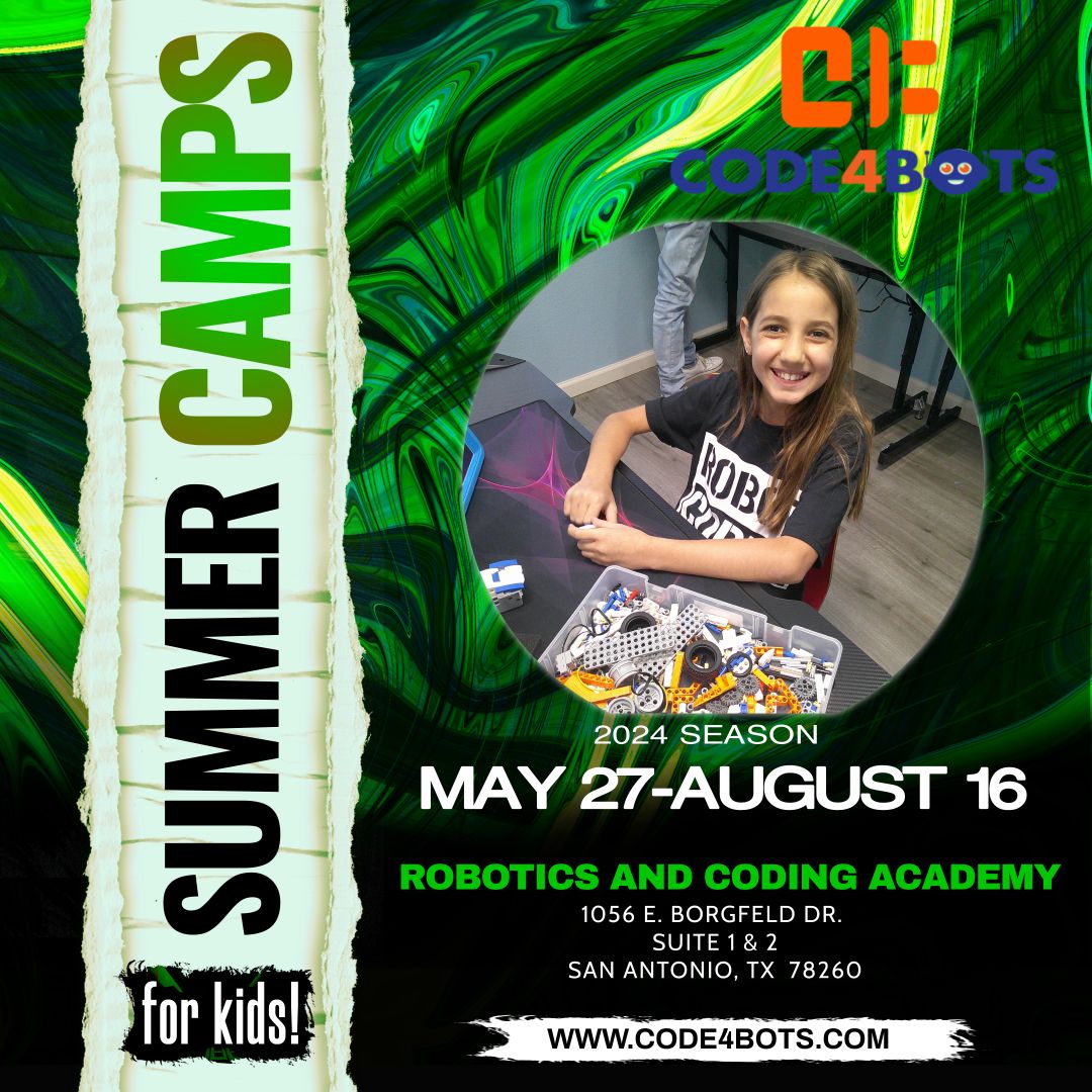 Are you ready to kickstart an EPIC summer for your tech-savvy kiddo? 🌟 Say goodbye to boredom and hello to boundless creativity with our STEM Summer Camps! 🌞 Dive into Tech Fun this Summer: buff.ly/2NnSLQA Limited Spaces Available! 🚀 #code4bots #2024sanantoniocamps