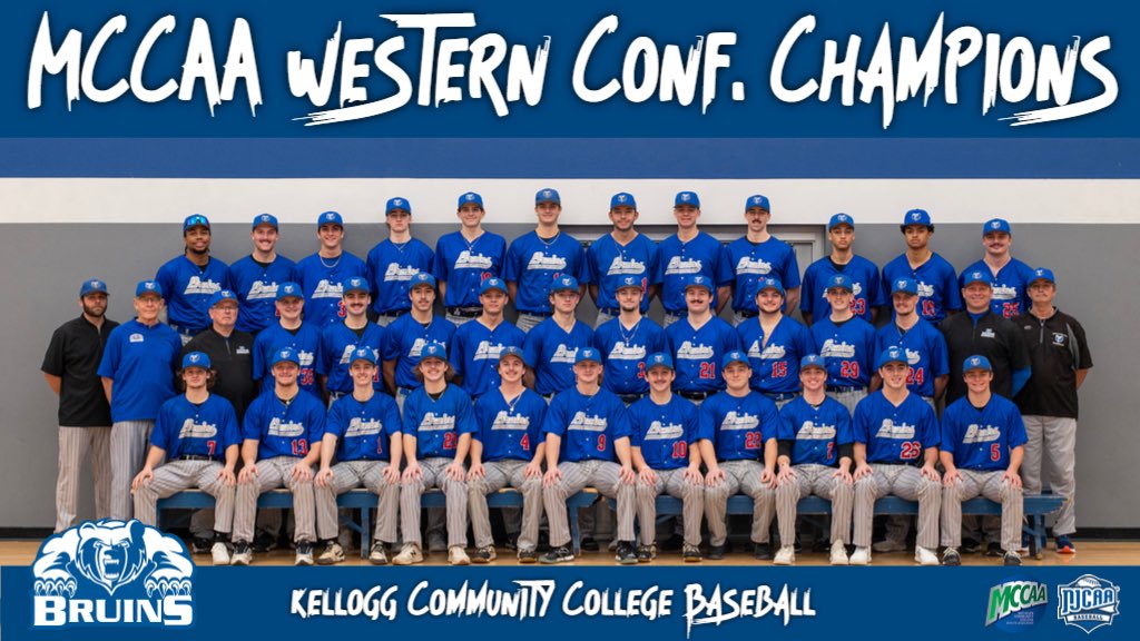 🚨⚾️ Conference Champions! 

With the double header sweep of Lansing today, the #BruCru are @mccaa1926 Western Conference Champions for the 16th time, and 7th straight year!! Congrats Bruins! 

#BruinStrong @BaseballKellogg