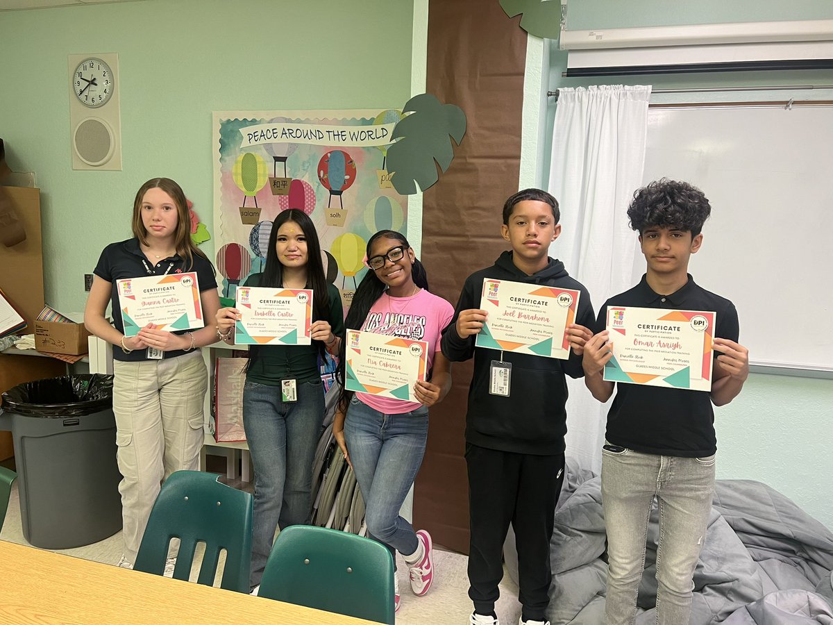 Today we celebrate our Peer Counselors for completing the Peer Mediation Program! @Glades_MS #CreateYourCulture #BeTheChange #KindnessMatters #FutureLeaders