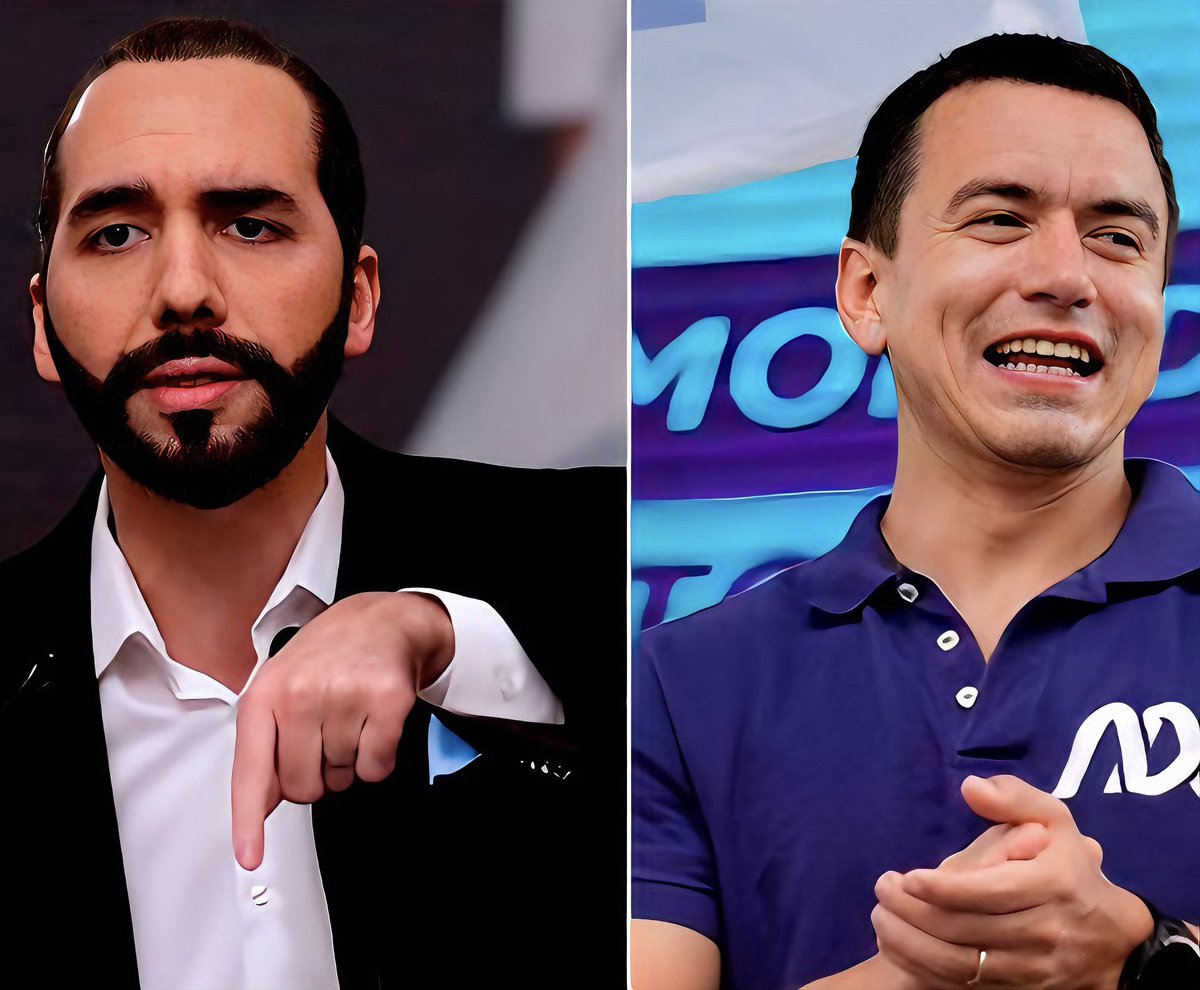 ‼️#URGENTE| ¿Apoyas a estos dos grandes patriotas del Salvador y Ecuador Nayib Bukele y Daniel Noboa que no temen luchar contra los corruptos y las mafias terroristas? 🇪🇨🚨🚨

SI: ♥️
NO: 🔄