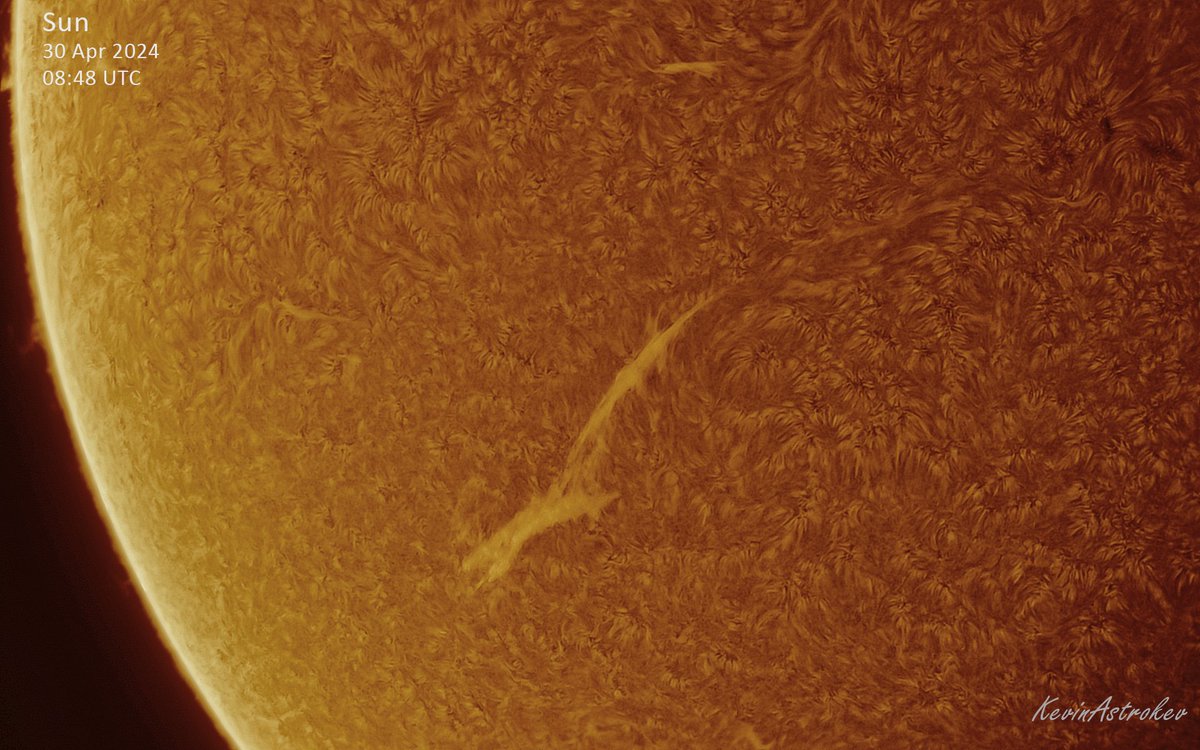 Last #solar image from 30th April. Huge filament in the SE quadrant. Imaged with an Esprit 100 and Quark Chromosphere. Shown in inverted-disk view #astrophotography