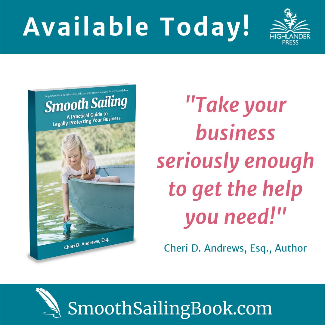 An easy-to-read legal guide, 'Smooth Sailing: A Practical Guide to Legally Protecting Your Business,' by Cheri Andrews, Esq. launched today. #cheriandrews #smoothsailing #entrepreneur #solopreneur #smallbiz