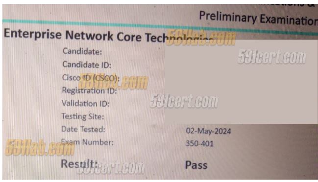 Cisco Certified Network Professional (CCNP) - 350-401, PASS, 2nd MAY 2024. No new lab and questions.