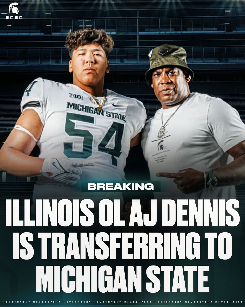BREAKING🚨 Michigan State has landed transfer Illinois OL Andrew Dennis. #GoGreen

The former Spartan commit is back in East Lansing‼️