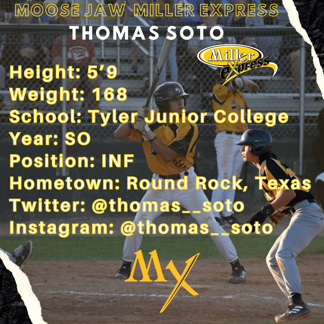 ⚠️PLAYER SIGNING⚠️
Join us in welcoming back sophomore infielder, Thomas Soto! The speedster is from Rock Rock, Texas & joins us from Tyler Junior College. Welcome back, T!
#baseball #wcbl #millerexpress #millerexpressbaseball @thomas__soto @TJCBaseball @wcbleague