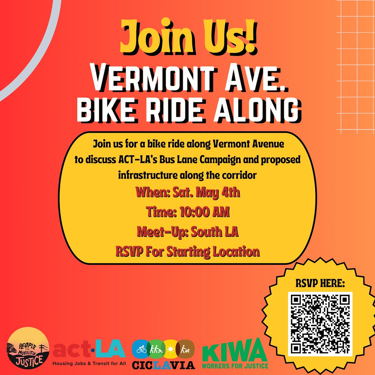Happy #BikeMonth! 🚲 Join us in LA: Sunset Blvd & Silver Lake Mixer tonight May 4: Vermont Ave Ride for ACT-LA's Campaign May 8: Free bike lights at Hope & 7th St DTLA May 11: MANGo Milestone Ride with Santa Monica Spoke More on Metro's Bike Month page. Let's roll! 🌟