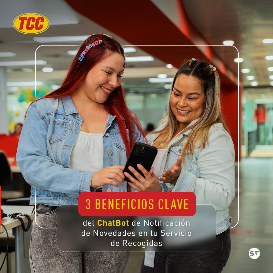 TCCcolombia's tweet photo. En TCC #SomosDigitales. Conoce los beneficios de nuestro nuevo chatbot que te notificará de manera oportuna cuando ocurra una novedad con tu recogida.  

¿Quieres conocer más? https://t.co/quFovFJtne