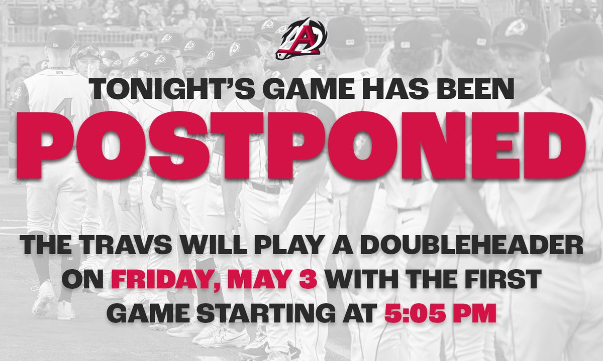 Due to inclement weather, tonight’s game against the San Antonio Missions has been postponed. We will play a doubleheader TOMORROW, May 3, with first pitch of game 1 slated for 5:05 PM.