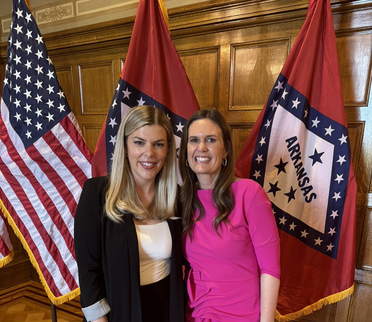 An honor to join Gov @SarahHuckabee today as she signed an EO to protect girls’ spaces and teams in the great state of Arkansas!