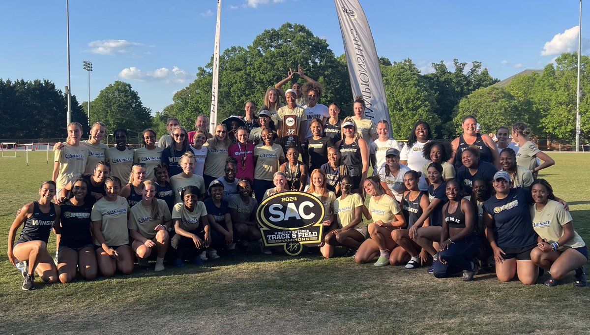 🏆 SAC CHAMPS ❌ 2️⃣ ‼️ 🏆 Both @Wingate_XCTF teams win the titles at the SAC Outdoor Track & Field Championships for the 2nd straight year! The 2 teams have also won the last 2 indoor titles, giving the Bulldogs all 8 SAC track & field titles the last 2 years! #OneDog