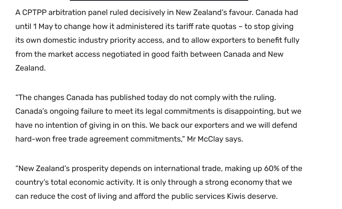 Don't know why anybody thought it was a good idea to let Canada into CPTPP. They always pull crap like this. 

insidegovernment.co.nz/legal-advice-s…