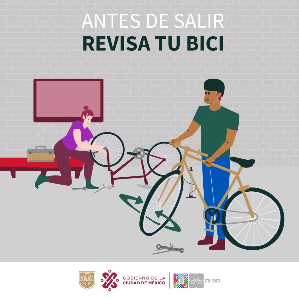 #BiciTip 🤓 Antes de cada viaje en bici 🚴‍♂️, siempre revisa que se encuentre en buenas condiciones mecánicas 🚴‍♂️🔧 No olvides verificar el aire de las llantas y que los frenos se encuentren en buen estado 😉 #RuedaConSeguridad