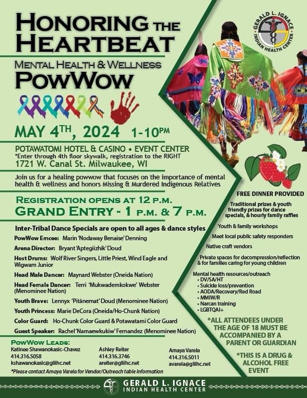 This saturday, free & open to the #public #HonoringtheHeartbeat #PowWow #Milwaukee #MKE #powwows #PotawatomiBingoCasino #healthylifestyle