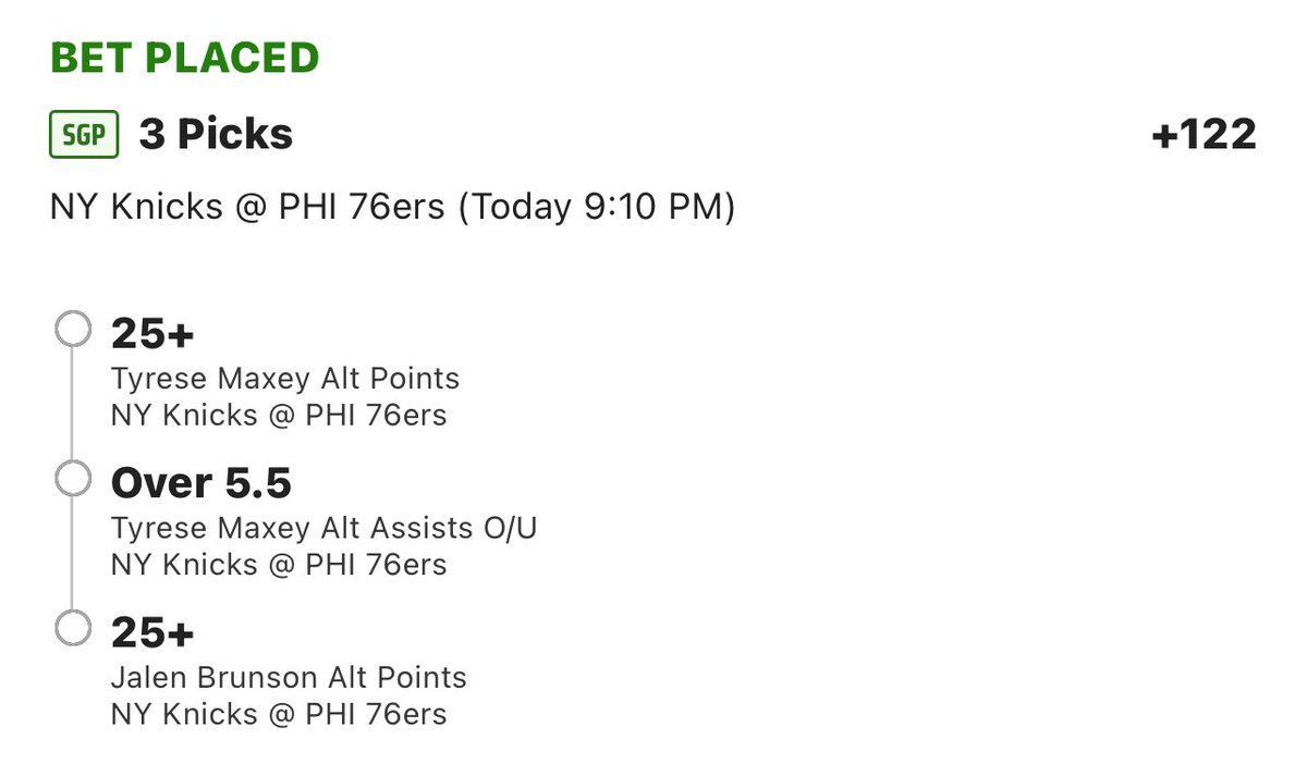 DaileyPicks's tweet image. 💎🏀 5/2 NBA Dailey Picks 🏀💎

3 Pick: +122 📈

Maxey 25+ pts 
Maxey O5.5 ast
Brunson 25+pts

#Knicks #76ers #NBAPlayoffs #NBATwitter #NBAX #nba