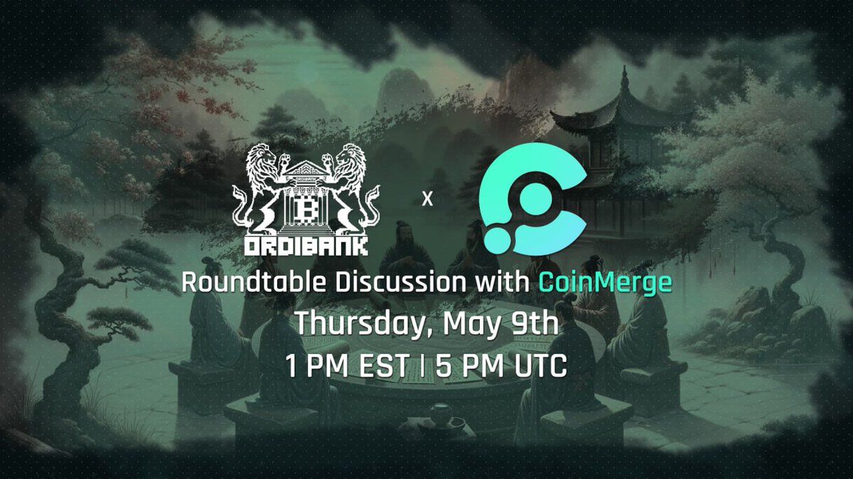 🏛 Catch Ordibank in a roundtable conversation on @coinmerge's Twitter Spaces, together with other special guests, on May 9th. We will dissect the Bitcoin DeFi landscape, while sharing an overall Ordibank progress update for all listeners 🧡 📆 Thursday, May 9 ⏰ 5pm UTC