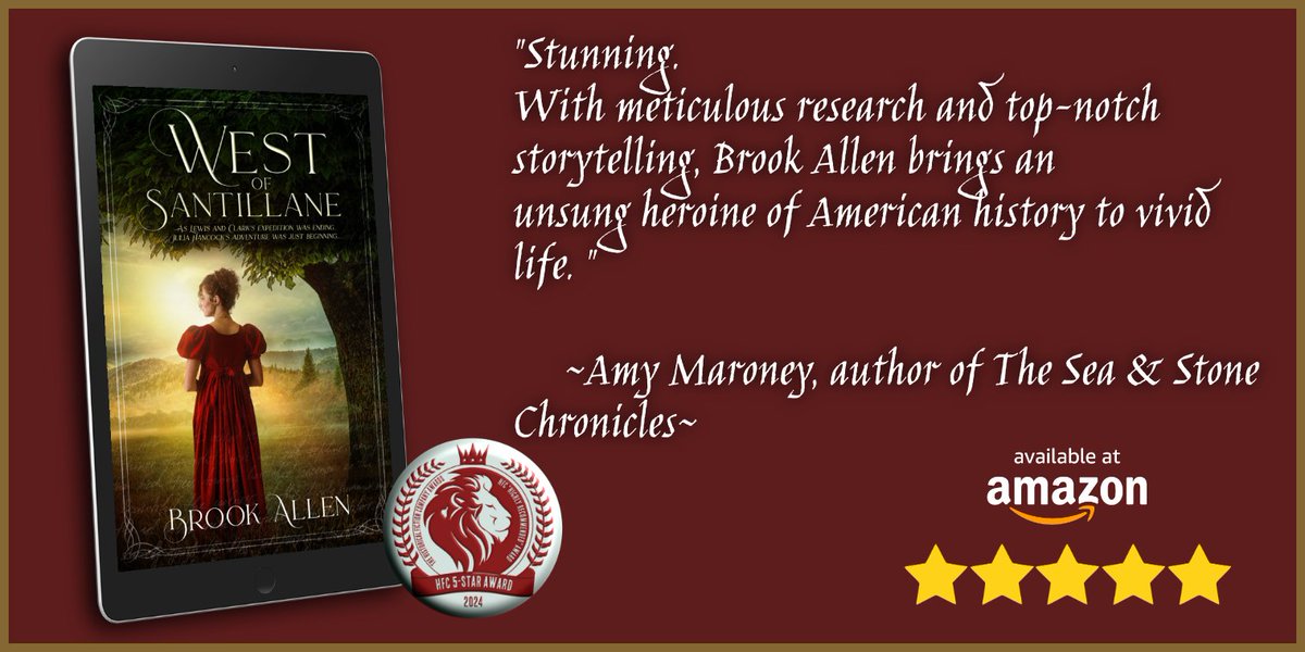 WEST OF SANTILLANE: The incredible, untold story of Julia Hancock. A girl who loved two men--one as her husband, the other like a brother. And those men were Lewis & Clark. amzn.to/48KZn3N #Virginia #americanfiction #booktwt #bookstagram #readingfc