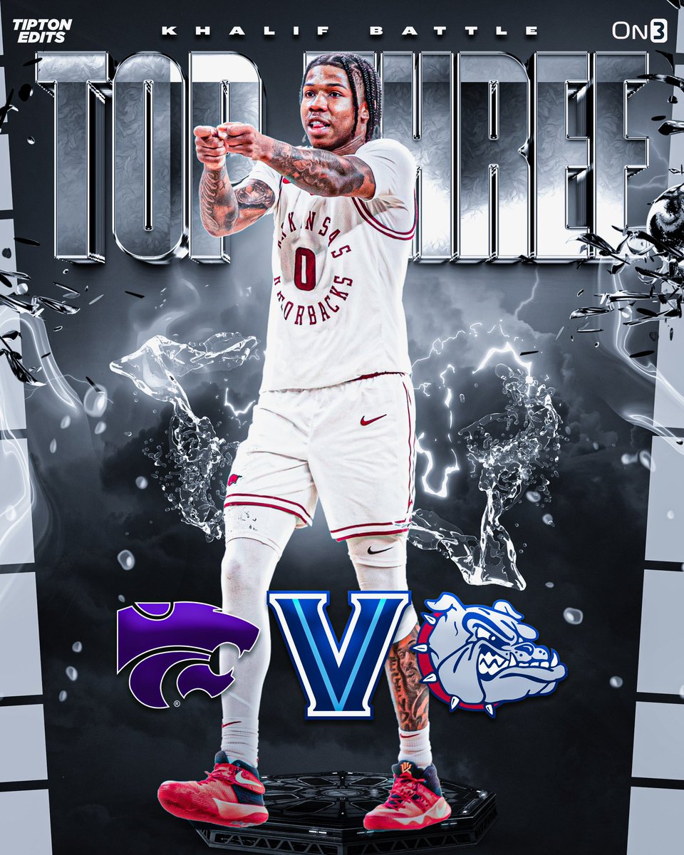 NEWS: Arkansas transfer guard Khalif Battle is down to three schools, he tells @On3sports: Kansas State Villanova Gonzaga The 6-5 senior averaged 14.8 PPG in under 25 minutes per game this season. on3.com/transfer-porta…