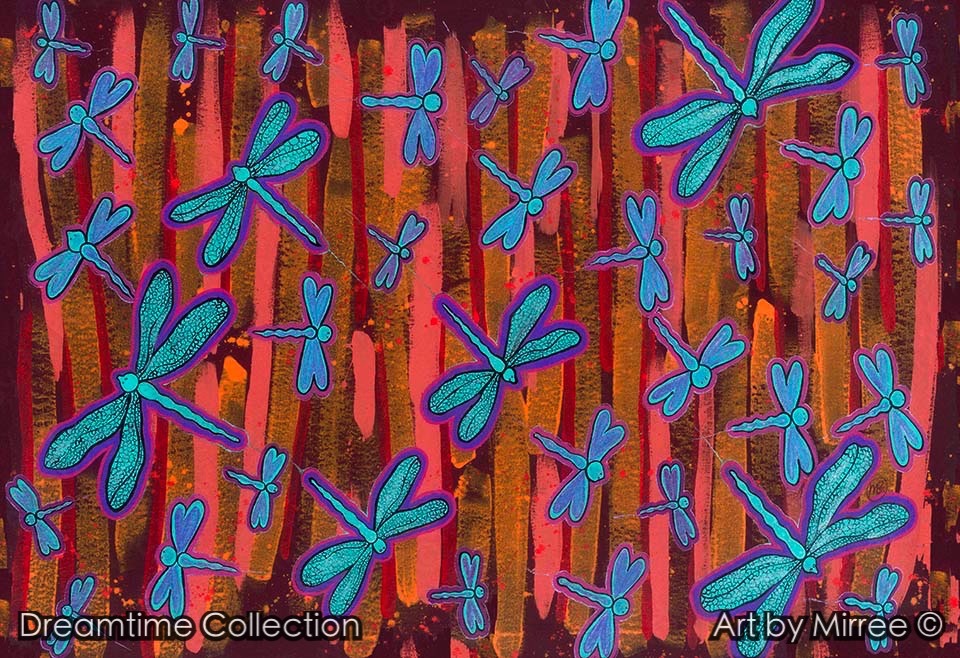 Dragonfly Swamp ~ Dreamtime Collection is now available - make me an offer, for the 1st time in 10 years #indigenous #contemporaryart #artcollectors #Australia #birds #BirdsofAustralia #australianbirds #wildlifeart #dragonfly #artcollector... artworksbymirree.com