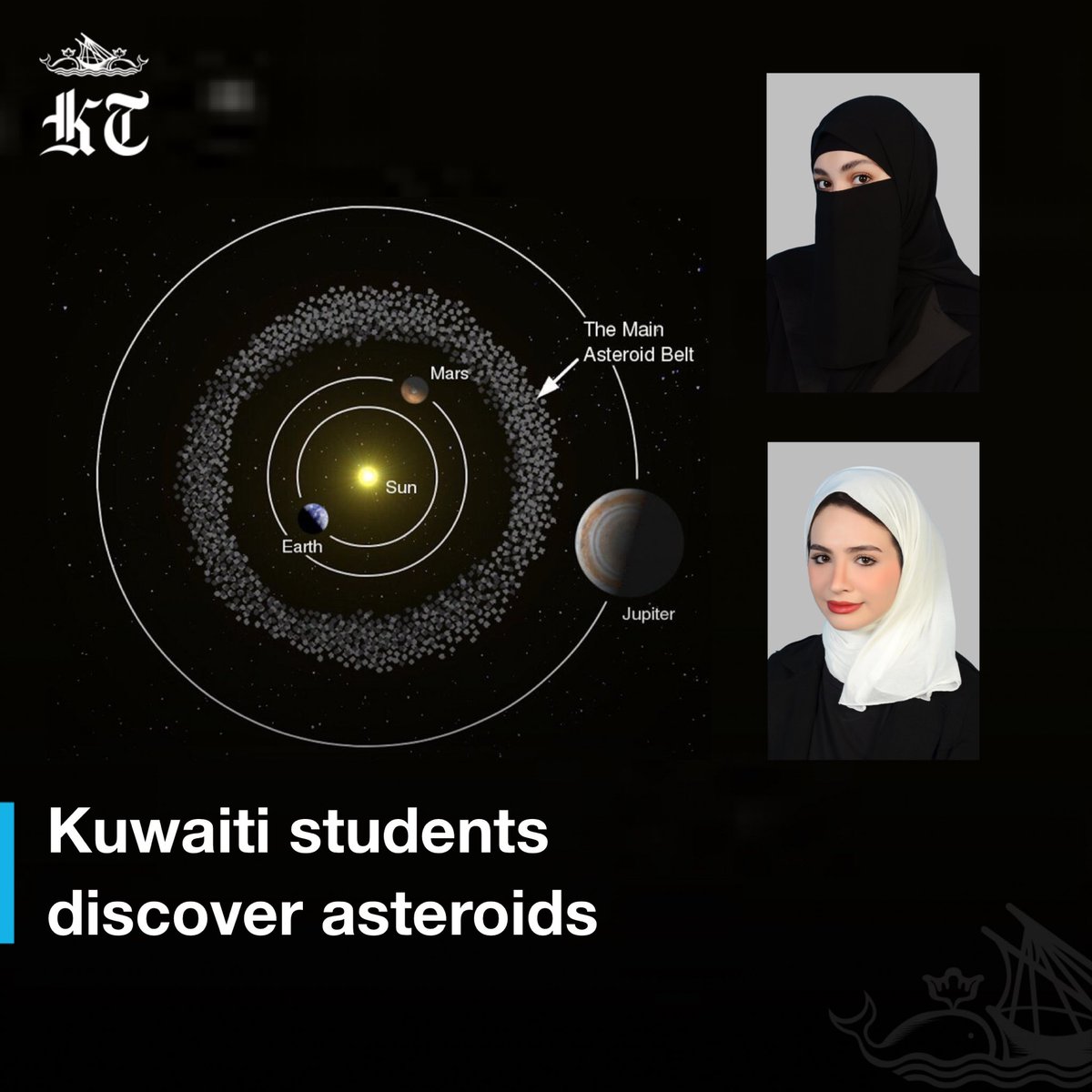 Female students from #KuwaitUniversity have achieved a scientific milestone by making two astronomical discoveries in the name of #Kuwait, with support from the Kuwait Foundation for the Advancement of Sciences (KFAS). 
These discoveries consist of two asteroids located in the…