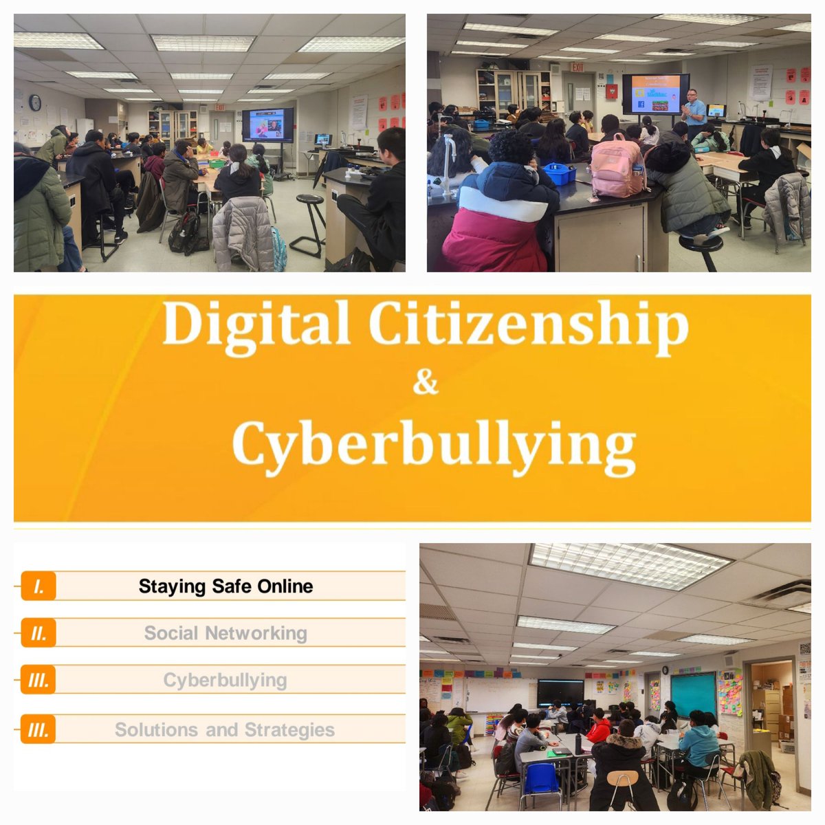 Another enriching day @QHSSYorkCollege diving into important conversations about #Cyberbullying and #DigitalCitizenship with the students. Remember, #ThinkBeforeYouClick and be mindful of your #DigitalFootprints and #HWcheckyourfollowers