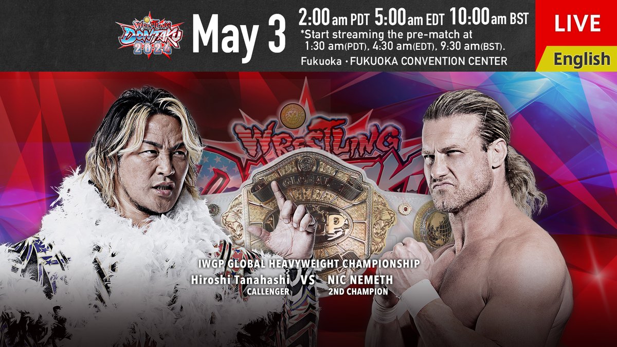 Two championship matches, a grudge bout for Yota Tsuji and David Finlay, Jon Moxley returns and more on a loaded card in Fukuoka! Watch live on demand on njpwworld.com Start times: 🇺🇸 2:00am PDT / 4:00am CDT / 5:00am EDT 🇬🇧 10:00am BST 🇯🇵 6:00pm JST 🇦🇺 8:00pm AEDT 🇳🇿…