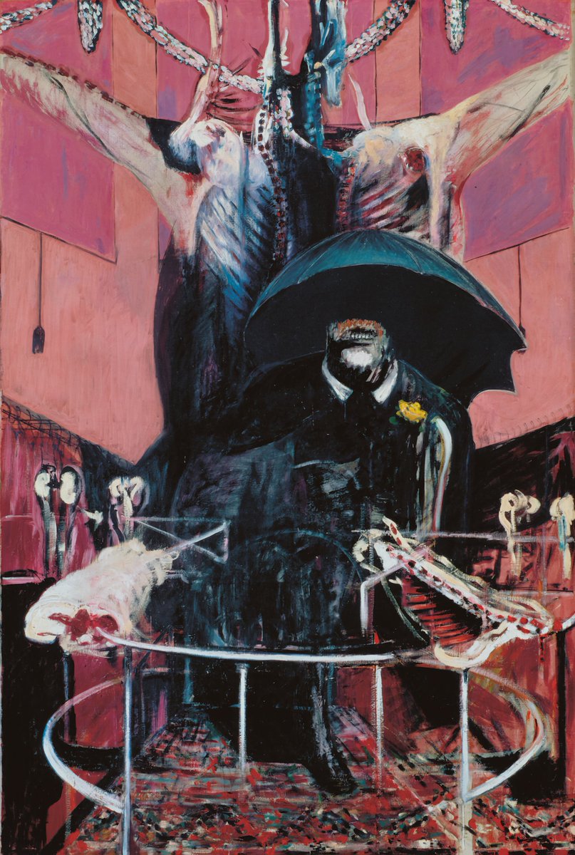 Francis Bacon dissected the dark side of the human condition into strange geometries, and smeared our savagery, lust, and fear onto his canvases. In 'Painting 1946,' death grips an umbrella to shield him from our drippings. #FrancisBacon