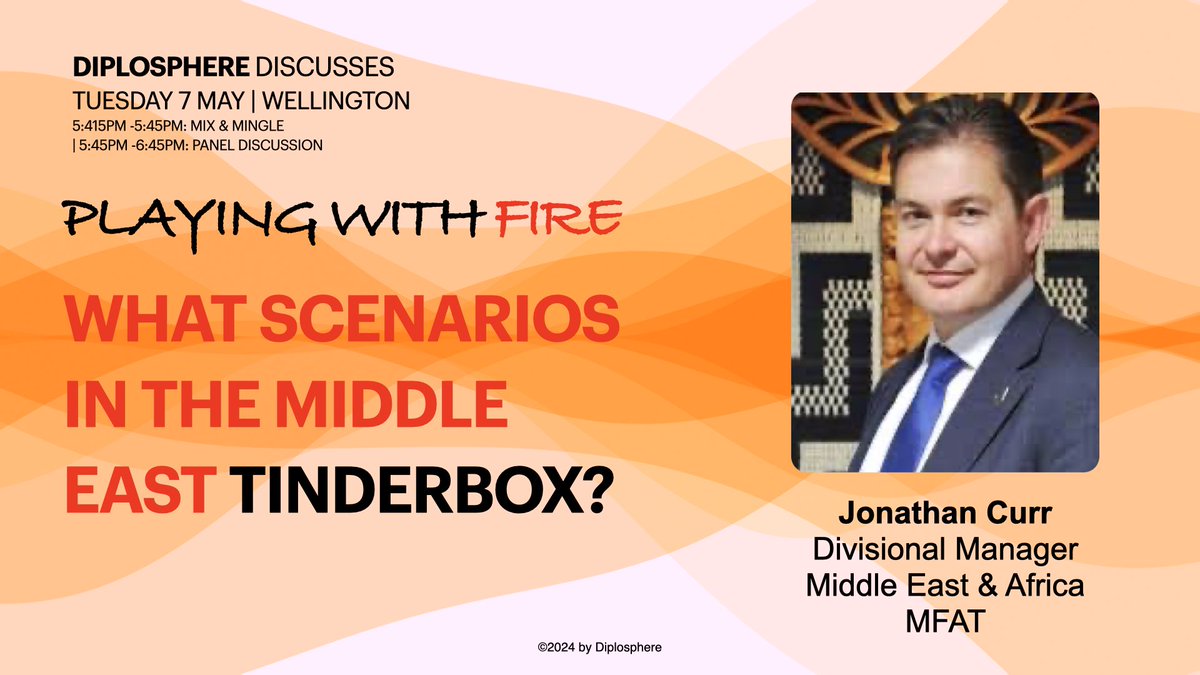 Excited to host Jonathan Curr, Divisional Manager for Middle East and Africa at @MFATNZ and former Ambassador to Turkey, at our next @diplosphere  discussion on the Middle East. 

👉 Date: 7 May
🎟️ Get your tickets here: lu.ma/Diplosphere-ME