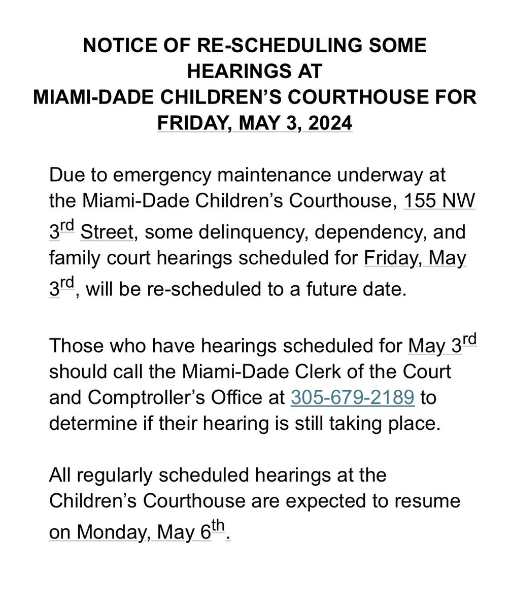 Miami-Dade’s Children’s Courthouse having emergency repairs