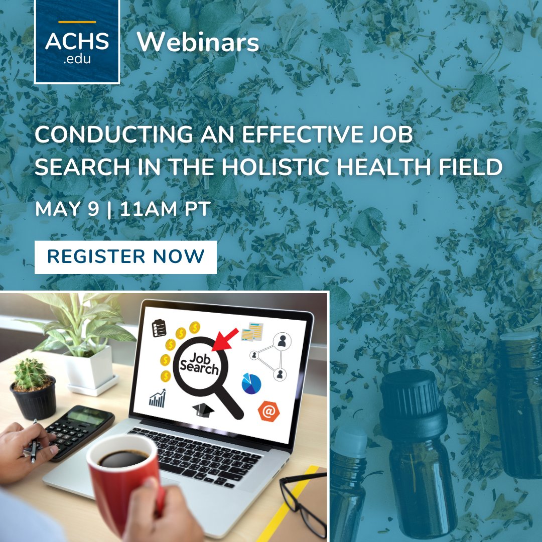 Join Felicia Royce, Director of Alumni and Career Services, for a webinar on how to conduct an effective holistic health job search that saves time and produces results. 
Register today! hubs.li/Q02twvbF0

#ACHSWebinars #JobSearch #CareerServices #ACHS