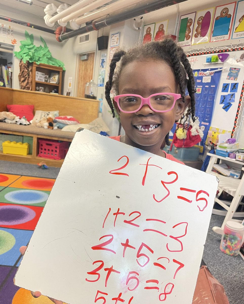 This cutie brushed up on her math facts during station time today. @HPCS_TN