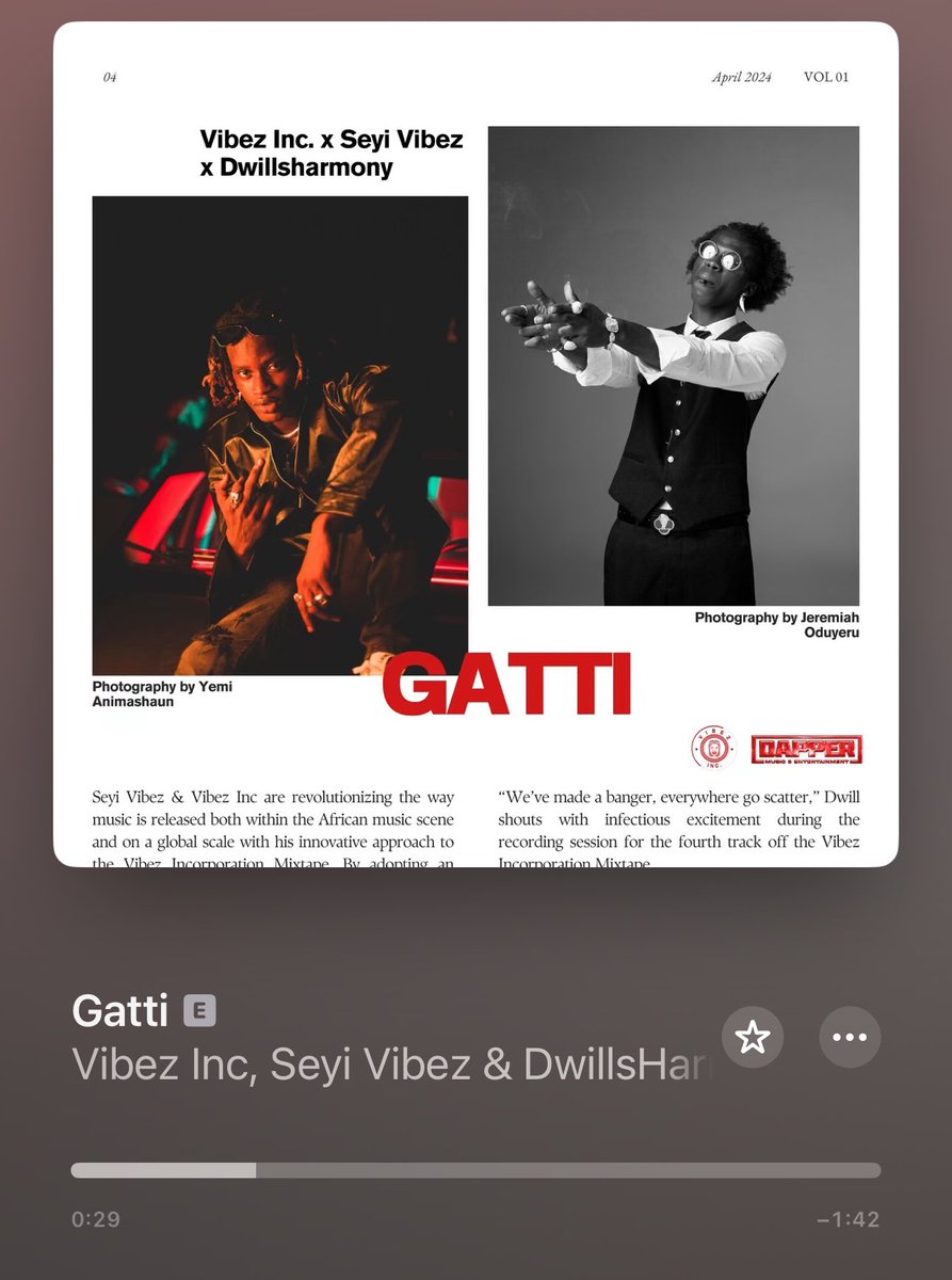 GATTI
SEYI VIBEZ & DWILLSHARMONY

4TH SINGLE OFF THE VIBEZ INC MIXTAPE OUT NOW🚨