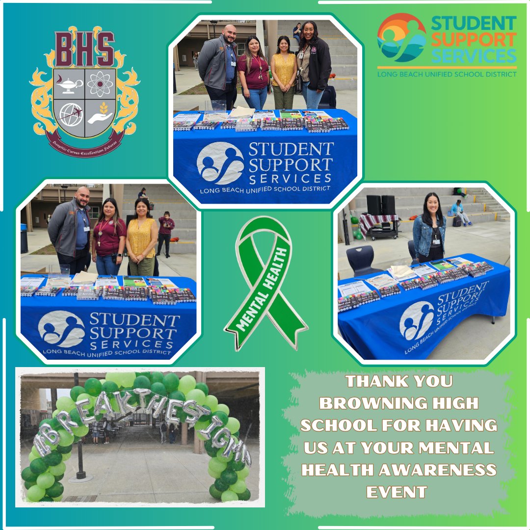 @BrowningBison thank you for having us and @BethuneProgram at your Mental Health Awareness fair.  It was truly a pleasure to speak and educate the students about our resources and support.  #ProudtobeLBUSD #FYU #LBUSDFYU #wellnesscenter