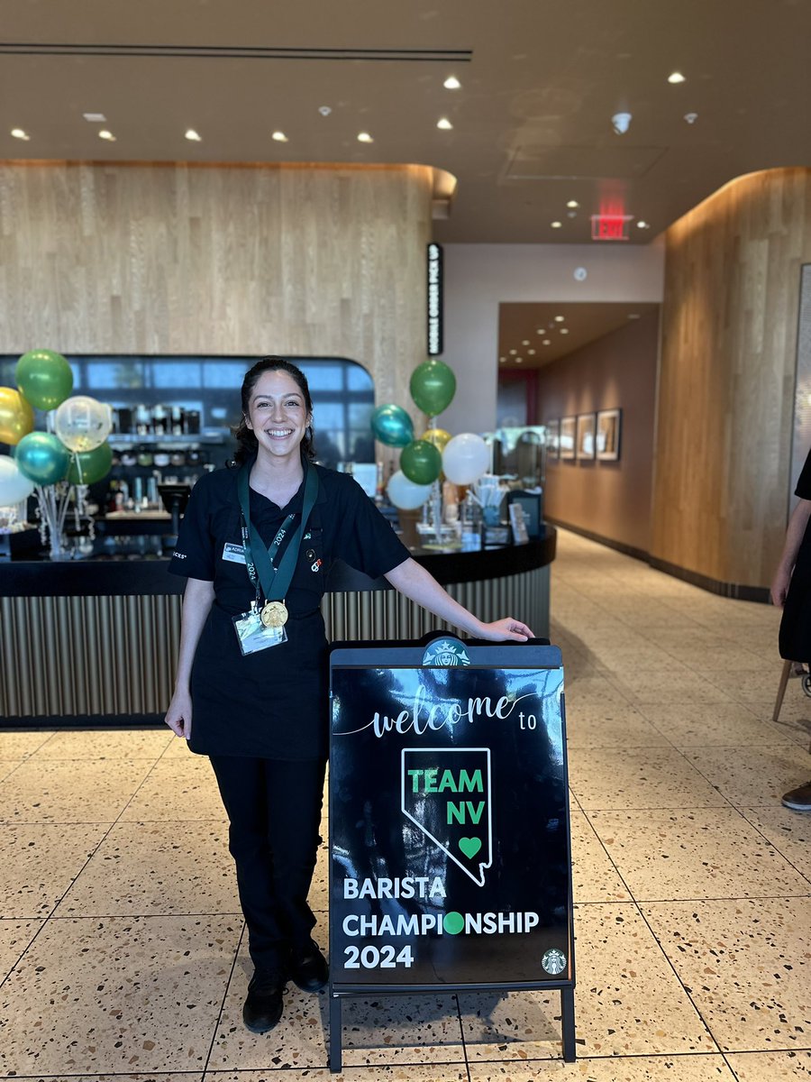 Our very own @Starbucks barista Adriana competed in the Nevada Starbucks Barista Championship and WON 1ST PLACE 🥳☕️