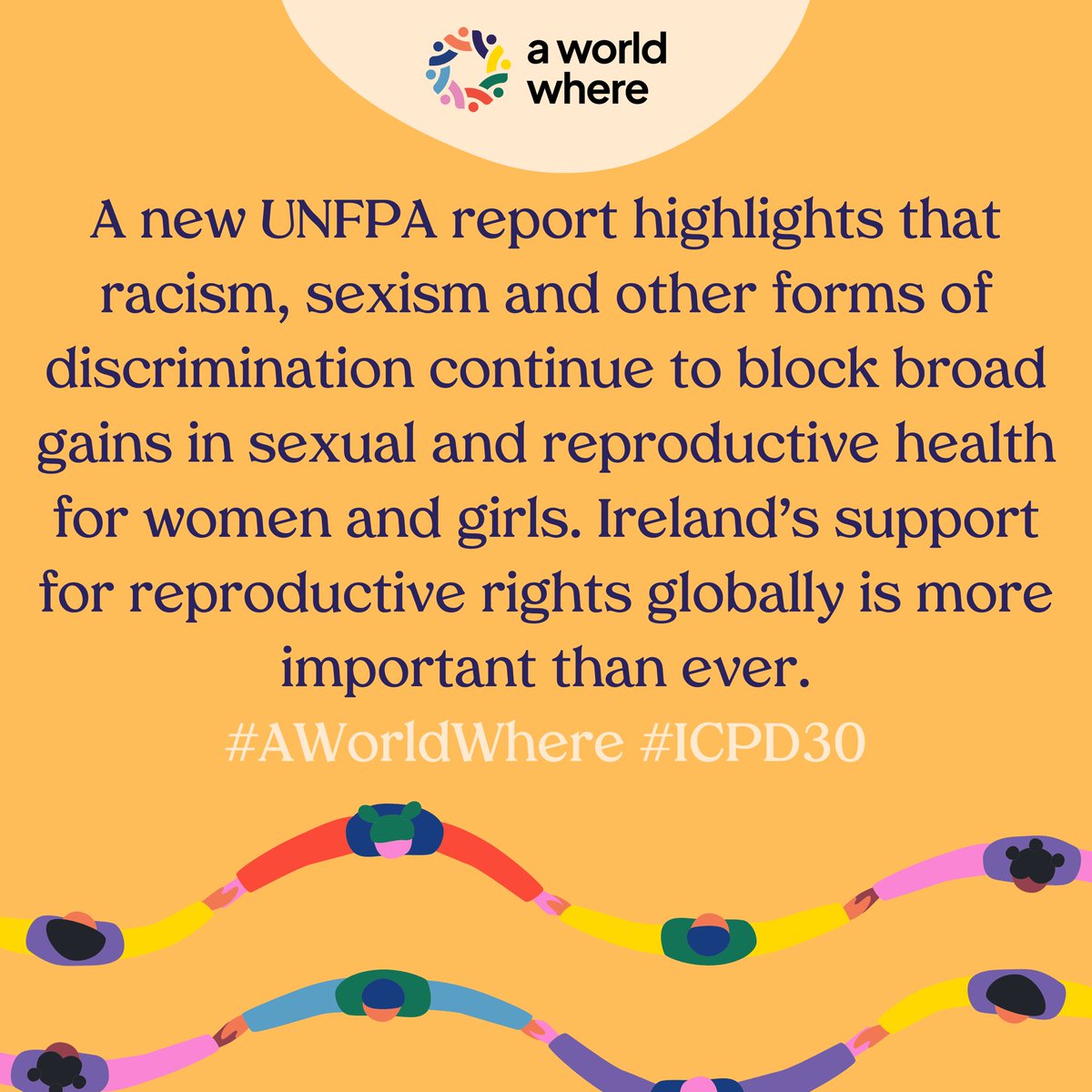 We’re supporting the @IrishFPA campaign for #AWorldWhere global access to sexual and reproductive health and rights is a reality for all! 🌍✊ Join us in spreading positivity and advocating for global access. #AWorldWhere #ICPD30