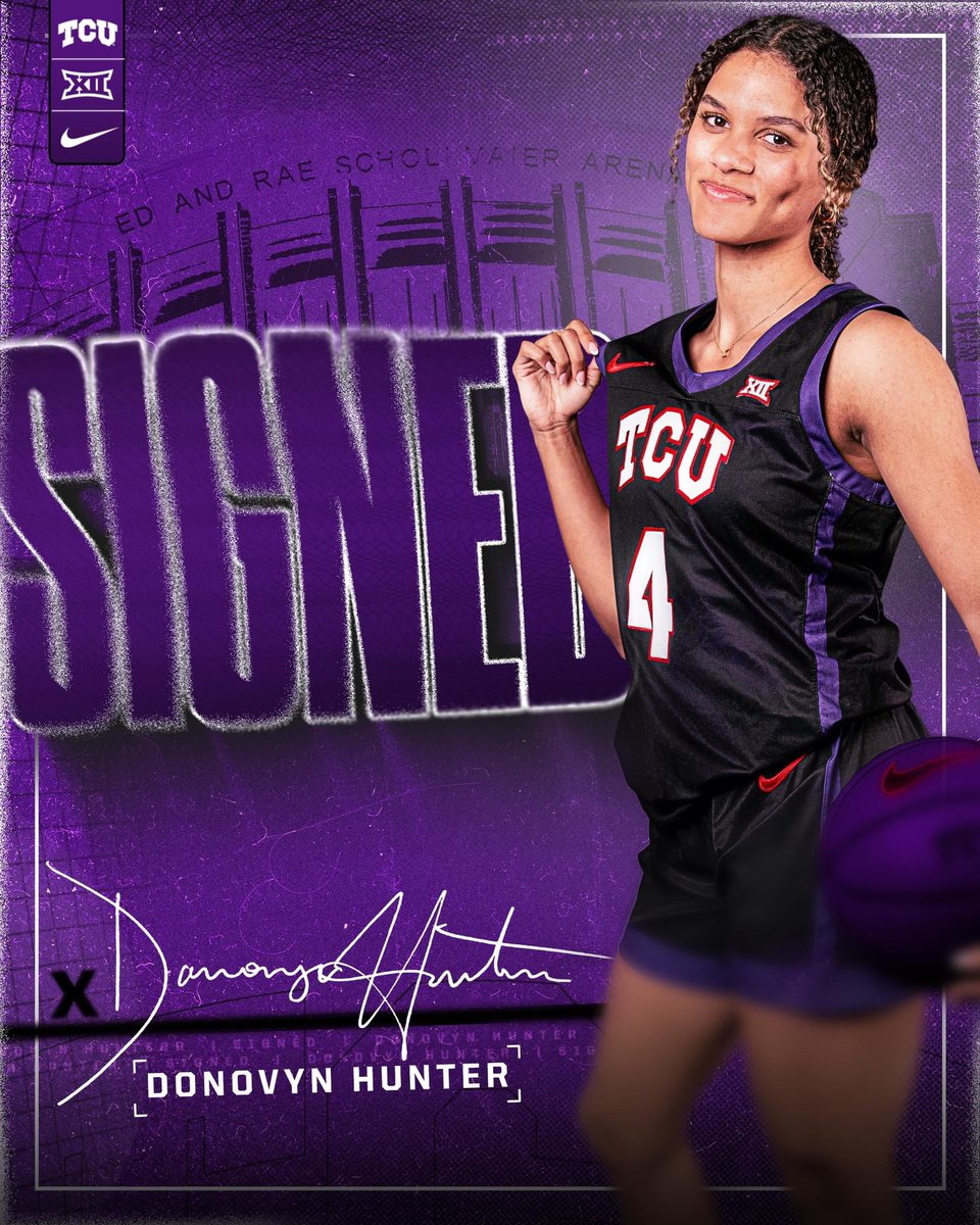 Congratulations to @DonovynHunter on her commitment to @tcuwbb and coaches @GoFrogsMC @MinyonMoore @GoFrogsXL #onetwostars @NikeGirlsEYBL