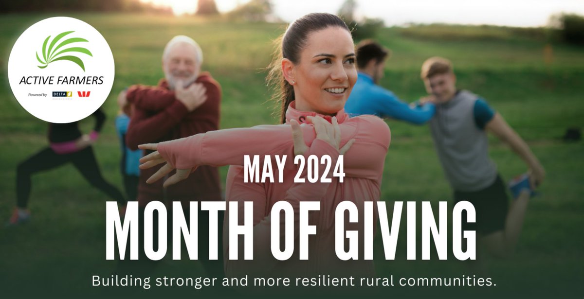 Delta Agribusiness (@deltaagribus) on Twitter photo Currently <a href="/Activefarmers/">Active Farmers</a> service 65 communities across Australia, we want to make that 100 and we need your help. Make a difference to the lives of those living in rural Australia. shorturl.at/ADJ17
MAY - MONTH OF GIVING Currently <a href="/Activefarmers/">Active Farmers</a> service 65 communities across Australia, we want to make that 100 and we need your help. Make a difference to the lives of those living in rural Australia. shorturl.at/ADJ17
MAY - MONTH OF GIVING