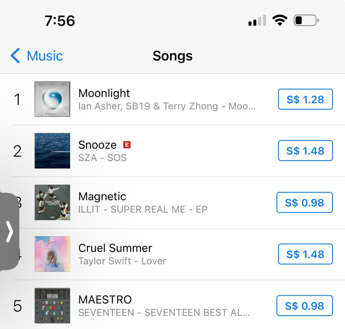 This is lit 🔥 
“ MOONLIGHT’ is now at #1 spot on iTunes Singapore Chart… 

Hind pa kasali A’TIN SG dito 😮 

@SB19Official #SB19
#IanxSB19xTerry
#MOONLIGHTOutNow

#GrupoDuplaInternacional #SECAwards