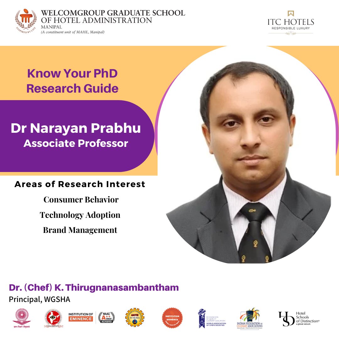 Netnography is a novel research approach. Mr. Naresh Nayak's extensive publication record on Netnography will guide our postgraduate hotel management students to understand its significance and process. @thiruchef @itchotels @itccorpcom @mahe_manipal #netnography #wgsha #mahe