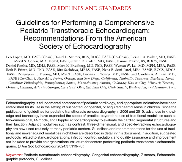 🙌Welcome to #ASEchoJC on the new @ASE360 pediatric TTE guideline bit.ly/3WnRHSj. Honored to be joined by authors @CAA19932023 @nehasonipatel & co-moderators @boegel_Kelly & @NadeenFaza
👉Follow #ASEchoJC to join the conversation, use the hashtag and get your❓ answered