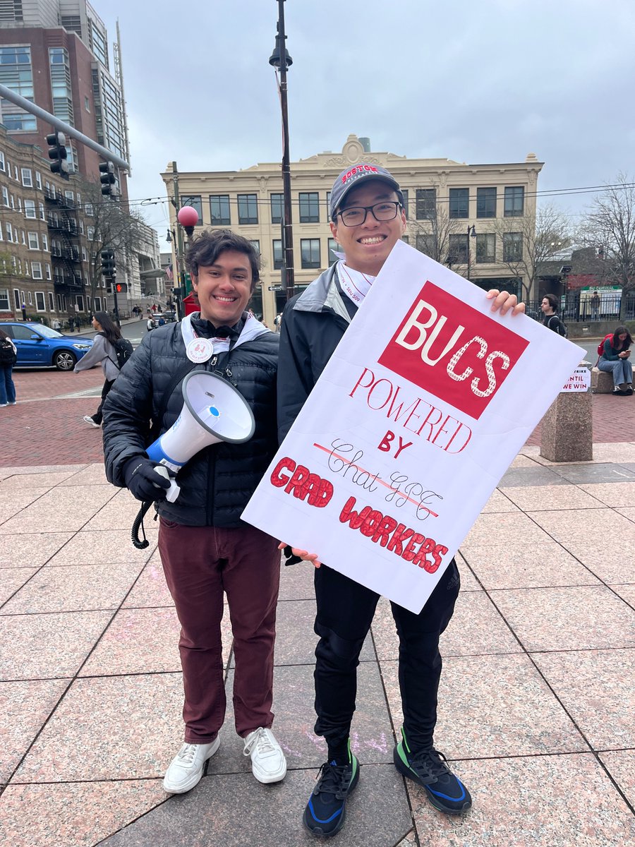 Stronger together! Grad workers across departments turned out in some serious numbers for the May Day walkout. We are extremely grateful to the faculty, undergraduates, and other members of the BU community for their solidarity as we continue our fight for a fair contract! 🫶