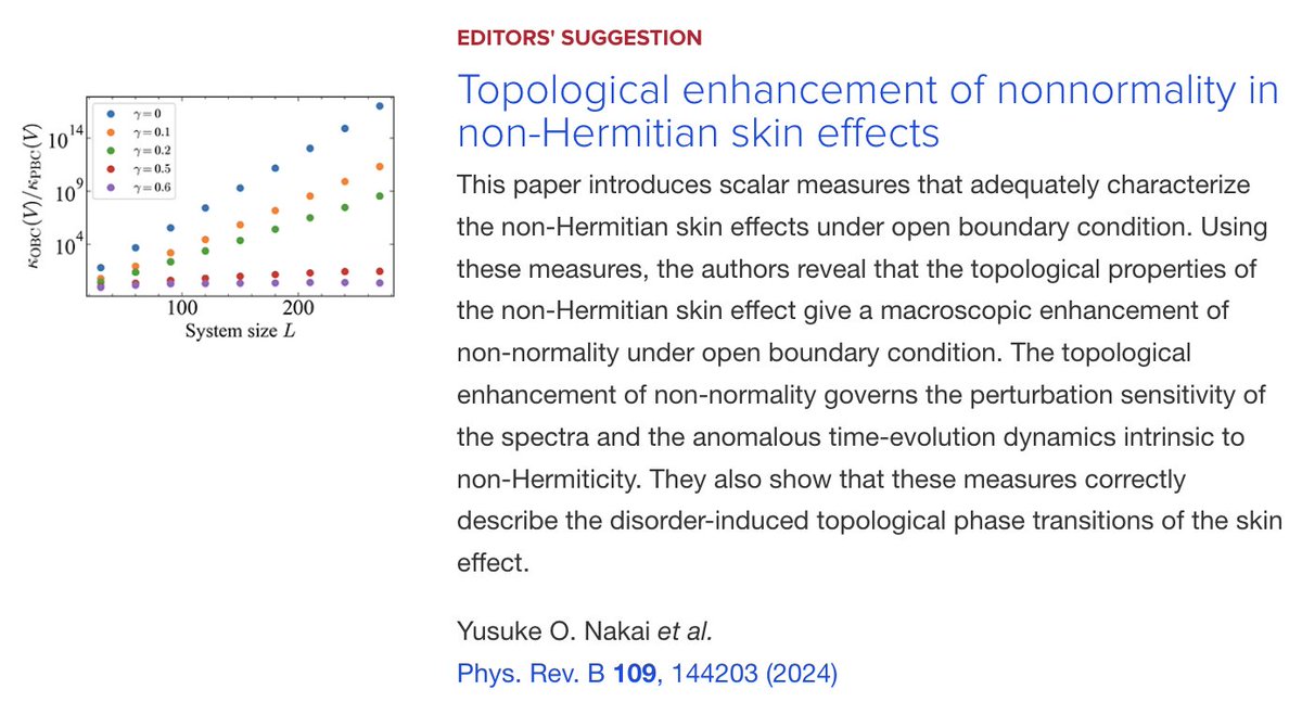 PRB Editors' Suggestion: #Topological enhancement of #nonnormality in #NonHermitian skin effects

Y. O. Nakai, N. Okuma, D. Nakamura, K. Shimomura, and M. Sato
Phys. Rev. B 109, 144203

➡️ go.aps.org/44i6Kio
#EdSugg #physics #condmat @APSPhysics @scotchcone1