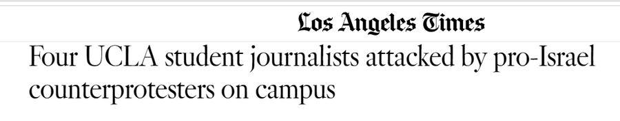 @POTUS Israeli criminal gangs made it to the college campuses.

UCLA non-violent student journalists attacked by pro-Israel counterprotesters on campus - @latimes 

Stop sending taxpayers' money to Israel.