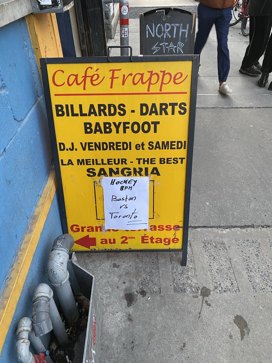 Now this is a place to watch hockey, or play babyfoot (French for Fussball).