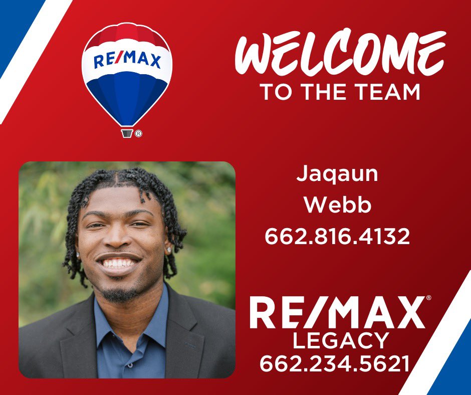 I am blessed to be joining RE/MAX as a real estate agent in Oxford, MS. If you or anyone you know is looking to buy or sell your home, all you gotta do is get in with me.

Jaqaun Webb (662) 816-4132
RE/MAX Legacy (662) 234-5621