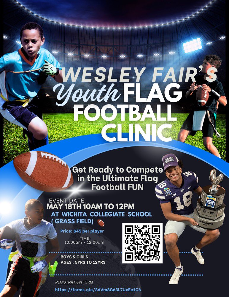I am putting on a Football Clinic in Wichita! I would love for anyone and everyone to come out! May 18th.